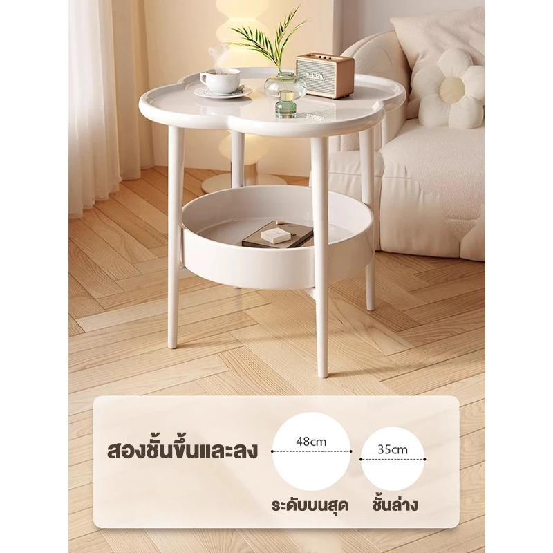 โต๊ะกาแฟ การออกแบบการจัดเก็บสองชั้น ความจุขนาดใหญ่ น้ําหนักน้อยกว่า 1กิโลกรัม เคลื่อนย้ายสะดวก
