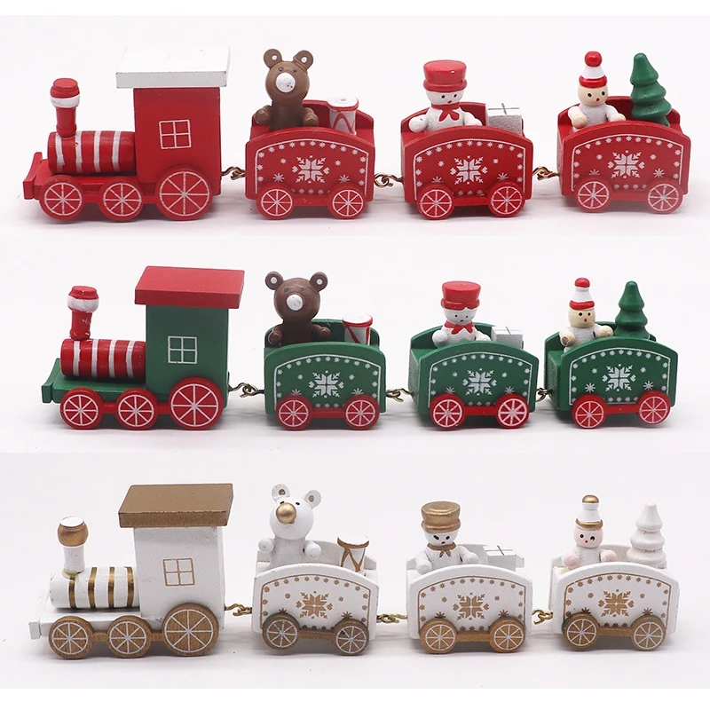 ของตกแต่งเค้ก ลายรถไฟคริสต์มาส มนุษย์ชรา สโนว์แมน รถไฟ ขนาดเล็ก 4 ส่วน