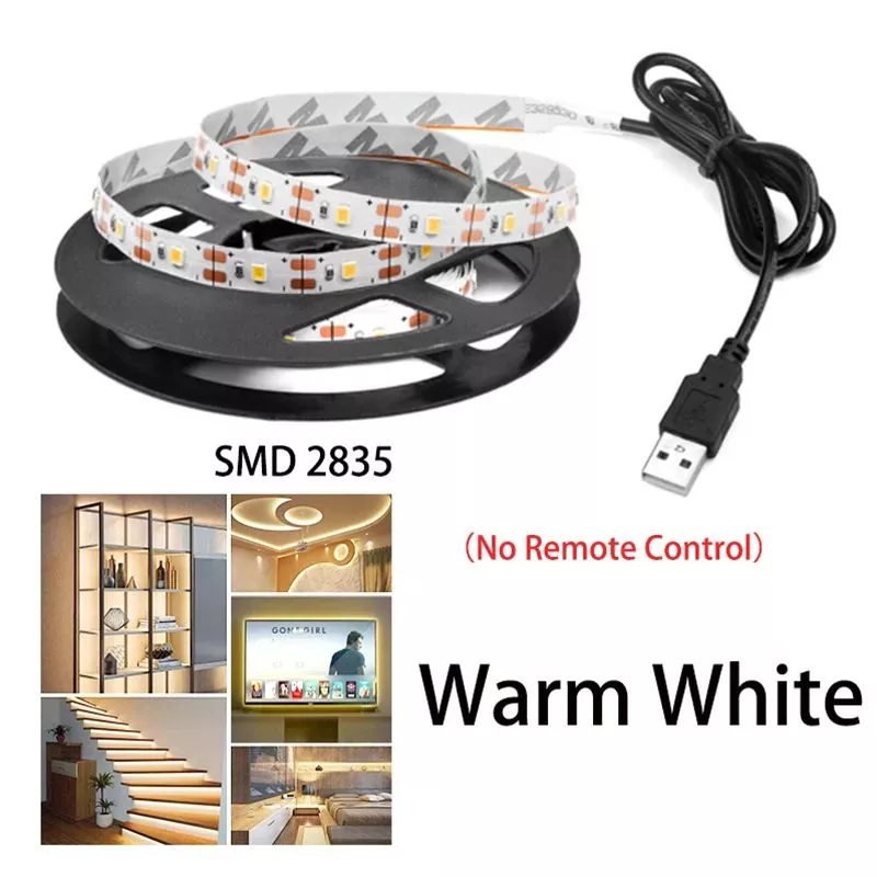 ไฟ Led Strip 2835 ไฟเทป Led สีขาว USB ไฟ Led สําหรับตกแต่งห้อง TV Backlight Led แถบสีขาวอบอุ่น 5V